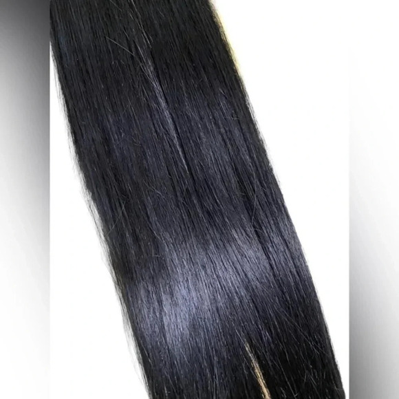 Human hair blended Synthetic hair extensions 24” 1B black - Picture 3 of 4